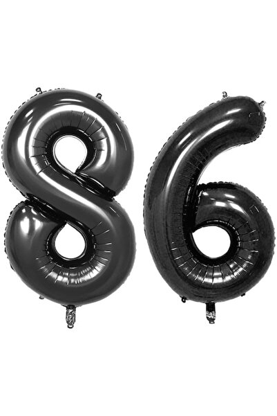 OEM Set de 2 baloane folie, ESB, Negre, aniversare 86 de ani, 105 cm