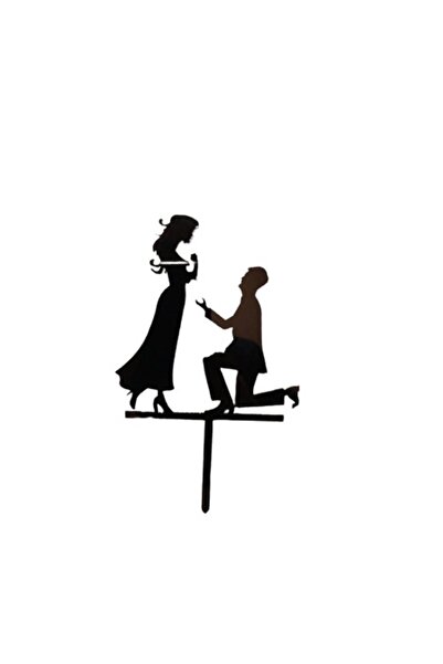 OEM Topper pentru tort model 'Vrei sa fii sotia mea', Negru, 11x14cm