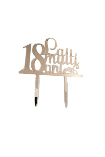 OEM Decoratiune Topper Tort Majorat 18 La Multi Ani 11 x 13 cm, Argintiu