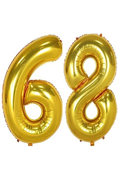 OEM Set de 2 baloane folie cu numere, ESB, Auriu, 68 de ani, 100 cm