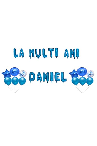 OEM Set Baloane La multi ani Daniel, Cake topper, Albastru, 35Buc