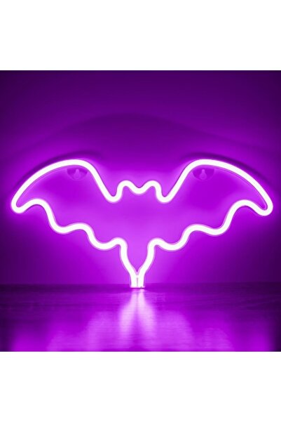 SHOPIENS Lampă LED Neon Mov, Liliac, USB, 35x16.5 cm, Decor de Halloween, MYO...