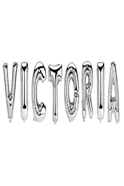 OEM Set baloane cu nume și litere „Victoria”, argintii, 40 cm