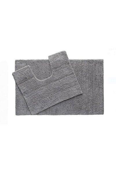 SG Комплект памучни постелки за баня, сиви, размер SG, 80x50 см / 50x40 см