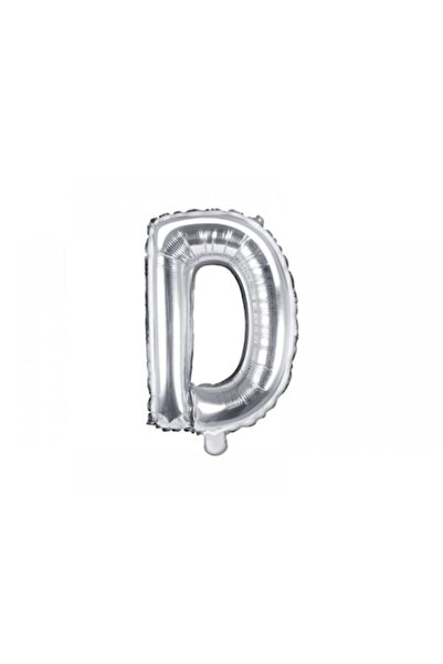DECO Metallic foil balloon, letter D, Silver, 35 cm