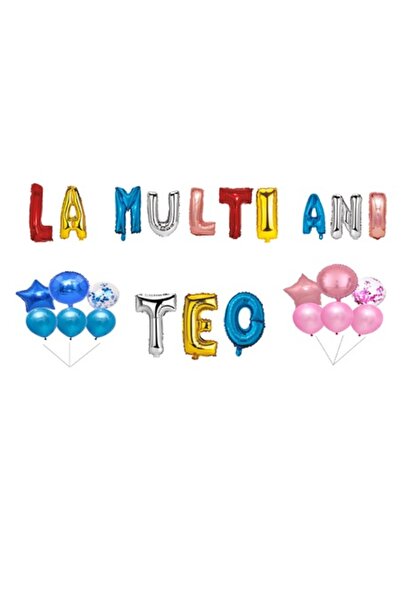 OEM Set Baloane La Mulți Ani Teo, Decor Tort, Multicolor, 35 Bucăți