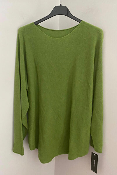 AYASOFYA OTANTIK Bluză pulover pentru femei, verde fistic, cu model simplu, c...