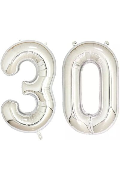 OEM Set 2 baloane folie cifra, ESB, Argintiu, aniversare 30 ani, 100 cm