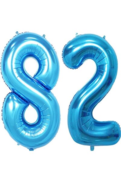 OEM Комплект от 2 фолиеви балона, ESB, син, 82-ри рожден ден, 105 см
