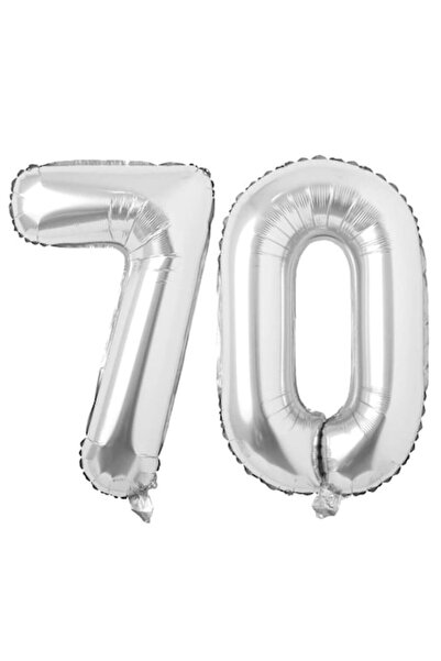 OEM Set de 2 baloane folie cu numere, ESB, argintii, aniversare de 70 de ani,...