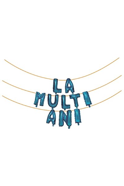 Balon Baloane din folie metalizată albastră „La mulți ani”, 6 m x 45 cm