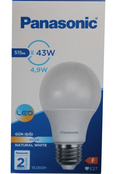 PANASONIC 4.9W E27 4000 KELVİN GÖZ YORMAZ ENERJİ TASARRUFLU TOP AVİZELER İLE UYUMLUDUR