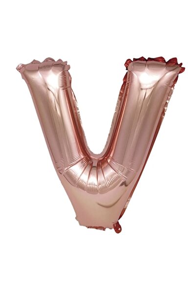 OEM Balon folie metalizată auriu-roz, Mirific Party, litera V, 40 cm, roz coral