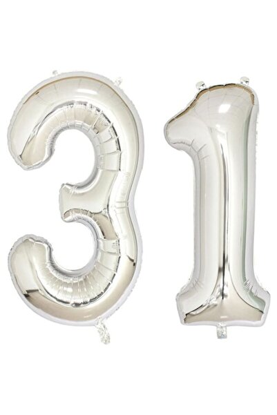 OEM Set de 2 baloane folie cu numere, ESB (OEM), Argintiu, Aniversare 31, 105 cm