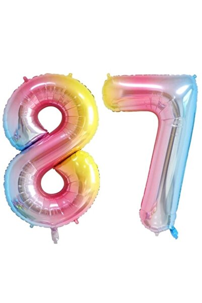 OEM Set de 2 baloane folie cu numere ESB, Rainbow, 87 ani, 105 cm