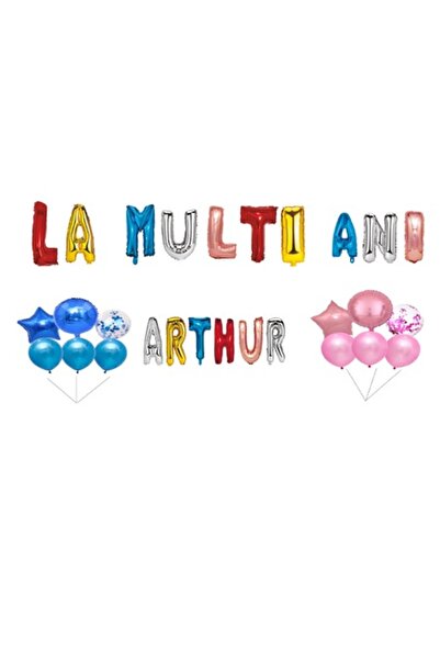 OEM Set Baloane La multi ani Arthur, Cake topper, Multicolor, 35Buc
