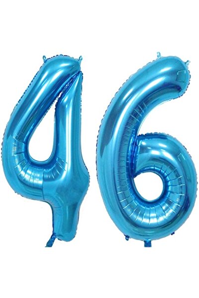 OEM Комплект от 2 фолиеви балона, ESB, син, 46-ти рожден ден, 105 см