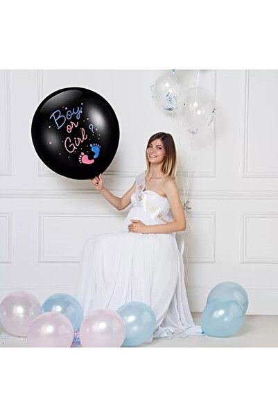 Pure store Gender Reveal Confetti Balloon - girl or boy, 90 cm, black
