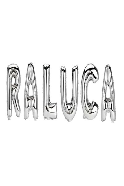 OEM Letter Balloon Set 'Raluca', Silver, 40 cm