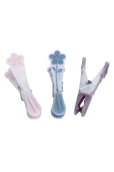 offlimits Set 12 clești de rufe cu imprimeu floral colorat, DecorCasa, 8 cm