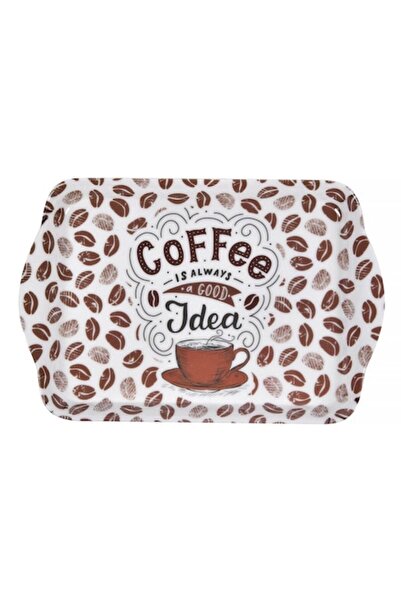 SHOPIENS Serving Tray, Coffee Bean Pattern, Plastic, Multicolor, 21x14 cm