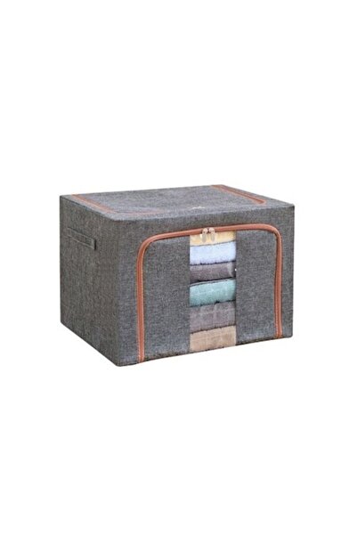 NOT OEM Foldable 66 L Storage Box with Zipper and Metal Frame, 50x40x33 cm, Grey