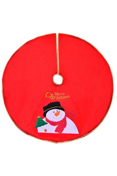 SHOPIENS Fustă de brad de Crăciun, model om de zăpadă, „Crăciun fericit”, roș...