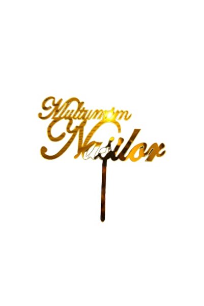 OEM Decor tort „Mulțumesc nașilor”, auriu, 14x14cm