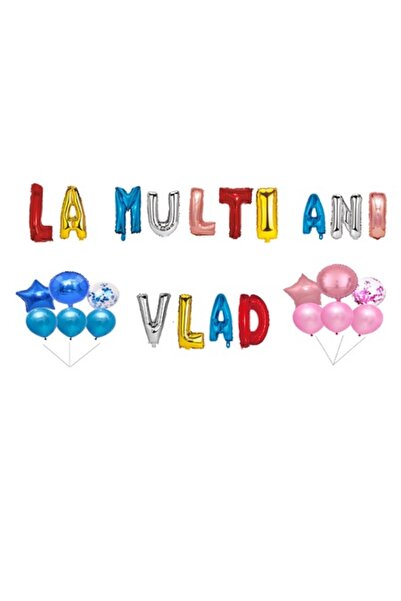 OEM Set Baloane La multi ani Vlad, Cake topper, Multicolor, 35Buc