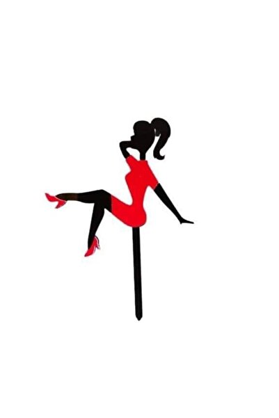 OEM Cake topper Lady with Dress, Red, 12x14 cm