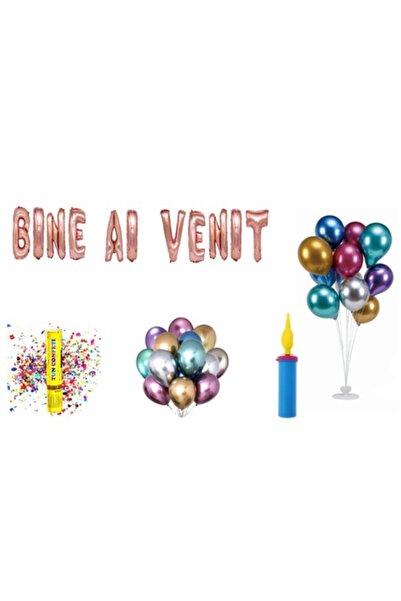 OEM Set baloane de bun venit, decor tort, 73 buc, auriu roz