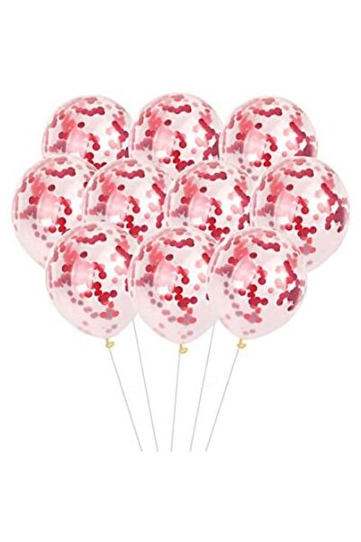 OEM Set 20 Latex Balloons Transparent with Confetti, ESB, 30 cm, Red