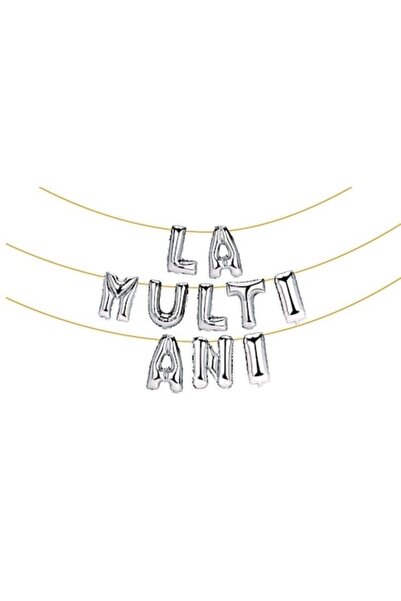 OEM Set baloane La mulți ani argintii 45 cm, 6 m