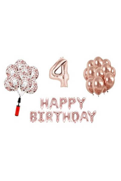 OEM Set baloane, 35 elemente, Happy Birthday aniversare 4 ani, cifra folie 10...
