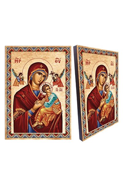 Olympos Tasarım Meryem ana ve hz isa ikonası, Ahşap Bizans tarzı hristiyan ik...