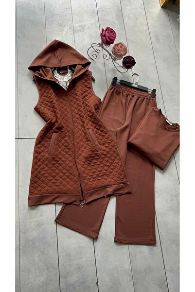 asyadabutik Γυναικείο Καπιτονέ Γιλέκο Σετ 3 τεμαχίων