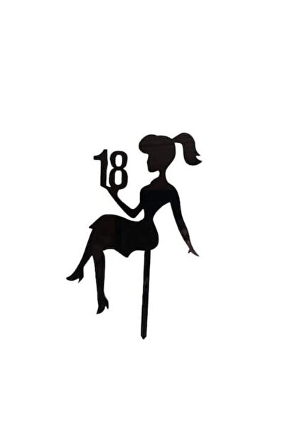 OEM Cake topper Pentru majorat, Model Lady in rochie, Negru, 11x14cm