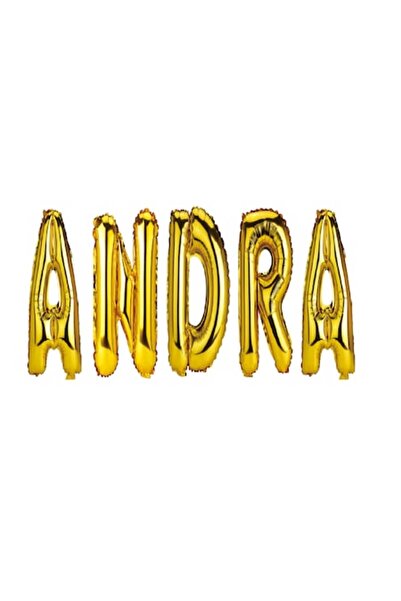OEM Комплект балони с буква име Андра, златисти, 40 см