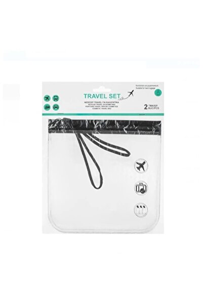 OEM Прозрачни пътни чантички с черна дръжка за козметика 20x20см - 2 бр.