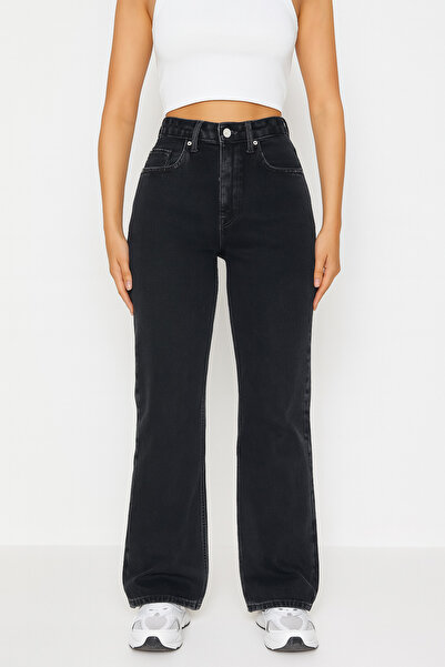 LİMABEL Yeni Sezon Wooden Siyah Yüksek Bel Wİde Leg Jeans