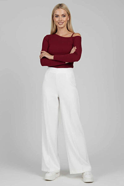 Zerenyus One Shoulder Drawstring Blouse Burgundy