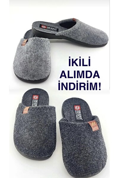 GEZER TECH Ev İçin Erkek Halı Terlik – Yumuşak ve Dayanıklı Ev Terliği 1 çift gri+1 çift siyah.
