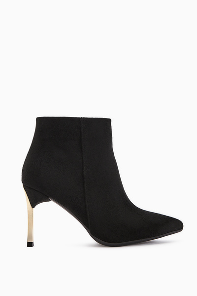 İncimoda Pointed Toe Thin Gold Heel Boots