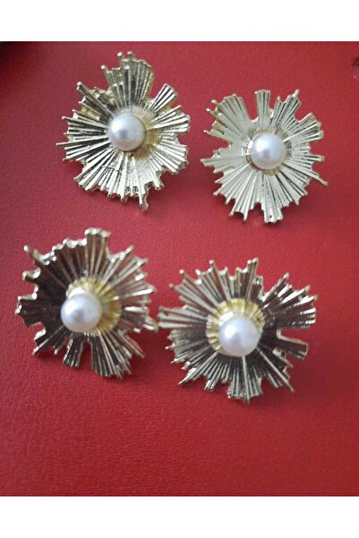 beyna aksesuar Metal Pearl Button 2.5 cm Gold Plated 1 Pack 5 Pieces
