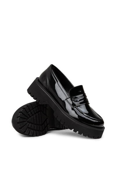 Deery Дамски черни лачени мокасини