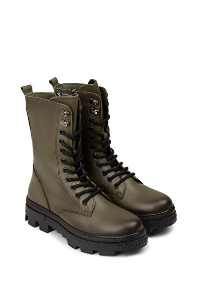 Deery Women's Genuine Leather Khaki Boots