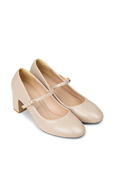 Deery Women's Vintage Patent Leather Mink Colored Mary Jane Shoes