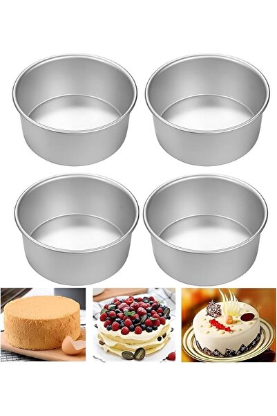 The Bros مجموعة قوالب الكيك المصنوعة من الألومنيوم، 4 قطع، قوالب صغيرة مستدير...
