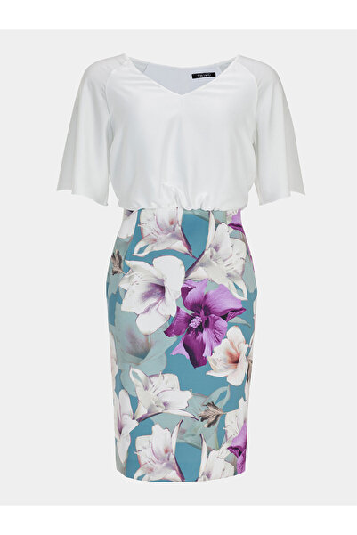 Swing Γυναικείο Φόρεμα Κοκτέιλ 5AG09300 Λευκό, Πολύχρωμο, Μπλε