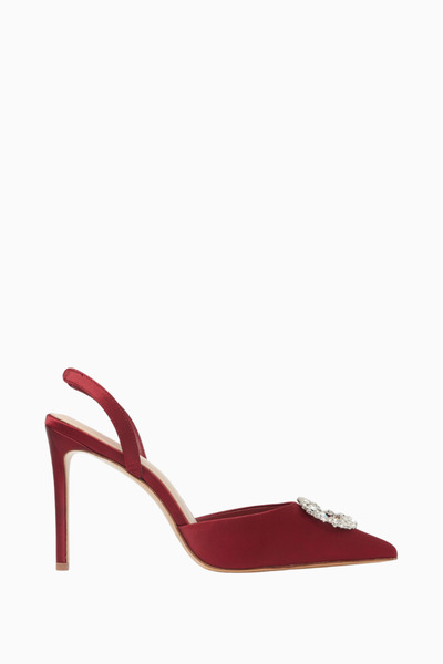 NASS Kyra 100 Crystal Buckle, Satin Slingback Stiletto